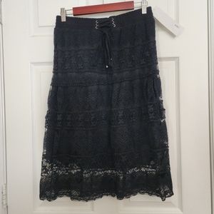 Lapis black lace skirt M